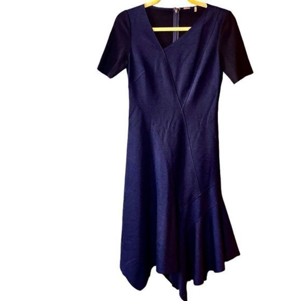 #122 ELIE TAHARI knit navy career dress